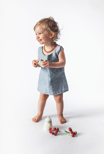 Southampton Dress- blue Lucy & Leo Organic Baby Southampton Dress- blue Lucy & Leo Organic Baby
